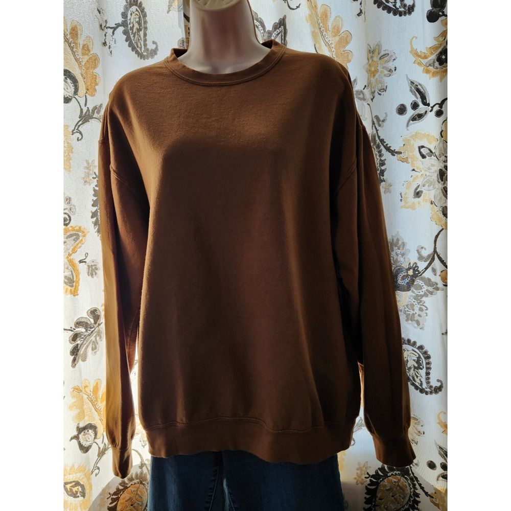 Fruit of the Loom Pullover Sweatshirt Women's Size Large Brown Cotton Blend